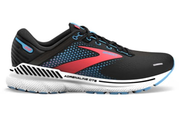 Image of Brooks Adrenaline GTS 22 Running Shoes - Womens, Medium, Black/Lake Blue/Coral, 10.5, 1203531B031.105