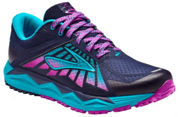 Image of Brooks Caldera Trail Running Shoe - Women's-Evening Blue/Teal /Purple Cactus-Medium-9