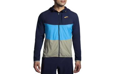 Image of Brooks Canopy Jacket - Mens, Navy/Spring Break/Pebble, L, 211385465.035