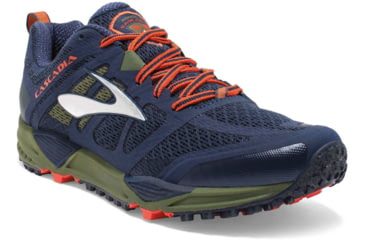 Image of Brooks Cascadia 11 Trail Running Shoe - Men's-Peacoat/Olive/Torch-Medium-10.5