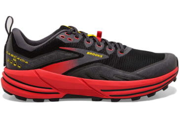 Image of Brooks Cascadia 16 Running Shoes - Mens, Black/Fiery Red/Blazing Yellow, 10.0, 1103761D035.100