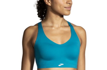 Image of Brooks Dare Strappy Run Bra 2.0 - Womens, Lagoon, 30, 350088453.030AB
