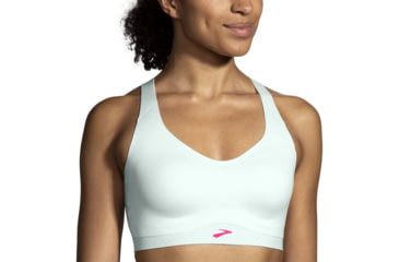 Image of Brooks Dare Strappy Run Bra 2.0 - Womens, Mint Mix/Hyper Pink, 40, 350088368.040AB