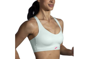 Image of Brooks Dare Strappy Run Bra 2.0 - Womens, Mint Mix/Hyper Pink, 40, 350088368.040AB