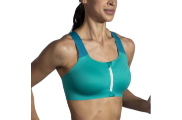 Image of Brooks Dare Zip Run Bra 2.0 - Womens, Nile Green/Lagoon/Light Mint, 34DE, 350083369.034DE