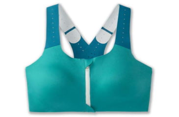 Image of Brooks Dare Zip Run Bra 2.0 - Womens, Nile Green/Lagoon/Light Mint, 34DE, 350083369.034DE