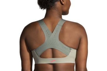 Image of Brooks Dare Zip Run Bra 2.0 - Womens, Pebble/Dark Pebble/Cool Mint, 36DE, 350083326.036DE