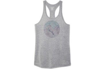 Image of Brooks Distance Graphic Tank Top - Womens, Heather Ash/Run Happy, M, 221369048.03