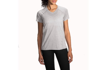 Image of Brooks Distance Short Sleeve Running Shirt - Women's-Heather Sterling-Medium