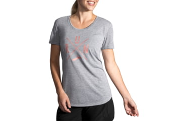 Image of Brooks Distance Short Sleeve Running Shirt - Womens, Heather Ash/Run, M, 221364026.03