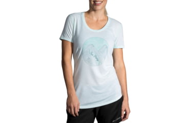 Image of Brooks Distance Short Sleeve Running Shirt - Womens, Mint/Run Happy, L, 221364337.035