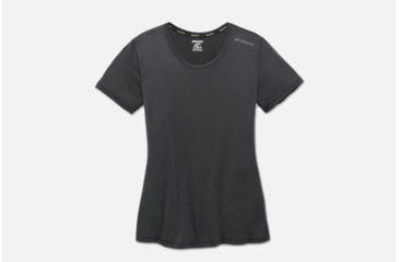 Image of Brooks Distance Women's Running Short Sleeve Shirt, Heather Asphalt, Medium 221259-Heather Asphalt-M