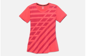 Image of Brooks Distance Women's Running Short Sleeve Shirt, Race Pink/Race Pink Track, Large 221259-Race Pink/Race Pink Track-L
