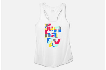 Image of Brooks Distance Women's Tank, White/Multi Run Happy, Extra Small 221260-White/Multi Run Happy-XS