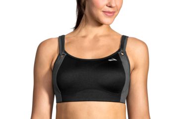 Image of Brooks Moving Comfort Fiona Bra - Women's, Black/Asphalt, 32-D, 350064019.0321D