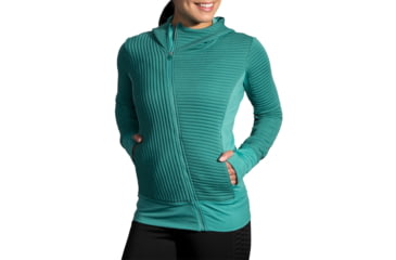 Image of Brooks Fly-By Hoodie - Womens, Teal, L, 221379426.035