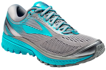 Image of Brooks Ghost 10 Road Running Shoe - Women's-Primer Grey/Teal Victory/Silver-Medium-9