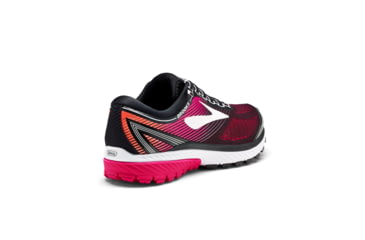 Image of Brooks Ghost 10 Women's Road Running Shoe, Black/Pink Peacock/Living Coral, 120246 067