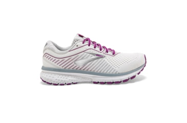 Image of Brooks Ghost 12 Road Running Shoe - Womens, White/Grey/Hollyhock, Medium, 5.0, 1203051B186.050