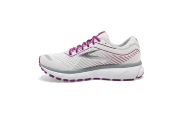 Image of Brooks Ghost 12 Road Running Shoe - Womens, White/Grey/Hollyhock, Medium, 5.0, 1203051B186.050