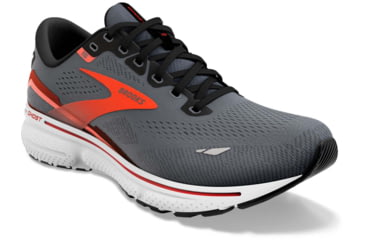 Image of Brooks Ghost 15 Running Shoes - Mens, Ebony/Black/Spicy Orange, 8.0, 1103931D024.080