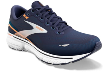 Image of Brooks Ghost 15 Running Shoes - Mens, Wide, Peacoat/Blue/Orange Pop, 9.0, 1103932E439.090