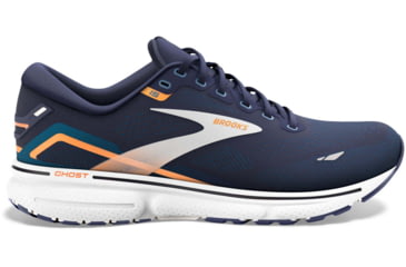 Image of Brooks Ghost 15 Running Shoes - Mens, Wide, Peacoat/Blue/Orange Pop, 9.0, 1103932E439.090