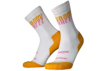 Image of Brooks Ghost Crew Sock, White/Run Happy, L, 280495183.035