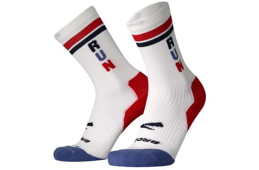 Image of Brooks Ghost Crew Sock, White/Run USA, S, 280495107.025