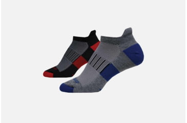 Image of Brooks Ghost Midweight Running Socks, Pack of 2, Black/RedHeather Grey/Marathon, Large 741543-Black/RedHeather Grey/Marathon-L