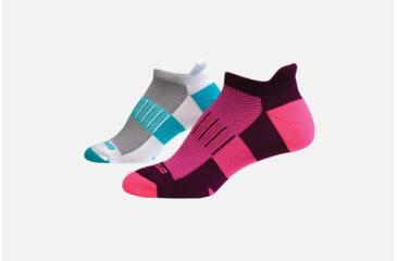 Image of Brooks Ghost Midweight Running Socks, Pack of 2, Currant/Brite Pink + Oxford/Te, Medium 741543-Currant/Brite Pink + Oxford/Te-M