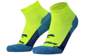 Image of Brooks Ghost Quarter Sock, Neon Yellow/Navy, L, 280499703.035
