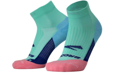 Image of Brooks Ghost Quarter Sock, Salt Air/Pink, L, 280499413.035