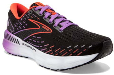 Image of Brooks Glycerin GTS 20 Running Shoes - Womens, Medium, Black/Bellflower/Fiesta, 5.0, 1203701B013.050