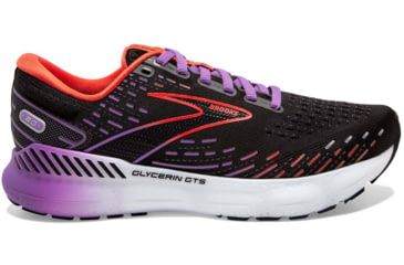 Image of Brooks Glycerin GTS 20 Running Shoes - Womens, Medium, Black/Bellflower/Fiesta, 5.0, 1203701B013.050