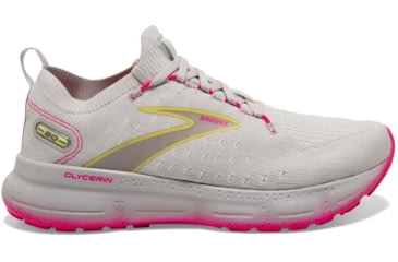 Image of Brooks Glycerin StealthFit 20 Running Shoes - Womens, Medium, Grey/Yellow/Pink, 10.5, 1203721B067.105