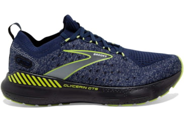 Image of Brooks Glycerin StealthFit GTS 20 Running Shoes - Mens, Blue/Ebony/Lime, 12.0, 1103851D404.120