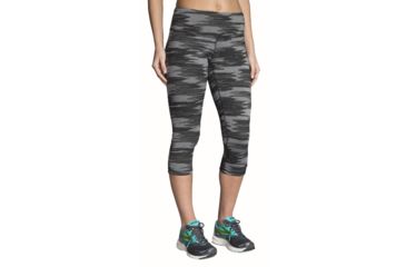 Image of Brooks Greenlight Women's Running Capri, Black Ikat Jacquard/Black, 2XL, 221227-BLKIKT-JCQ-BLK-XXL