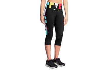 Image of Brooks Greenlight Women's Running Capri, Black/Multi Alpha, Small, 221227-Blk/MultiAlpha-S