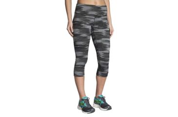 Image of Brooks Greenlight Womens Running Capri, Black Ikat Jacquard/Black, Extra Large, 221227-BLKIKT-JCQ-BLK-XL