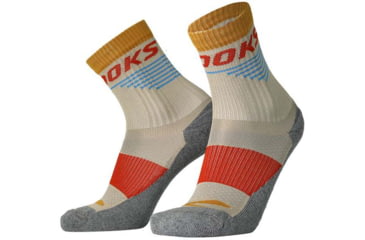 Image of Brooks High Point Crew Sock, Oatmeal/Red Clay, M, 280491214.030