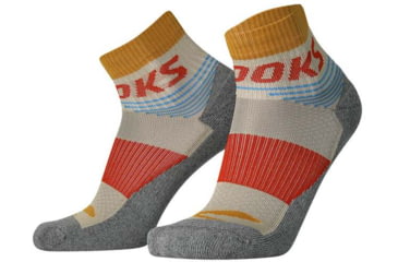 Image of Brooks High Point Quarter Sock, Oatmeal/Red Clay, M, 280500214.030