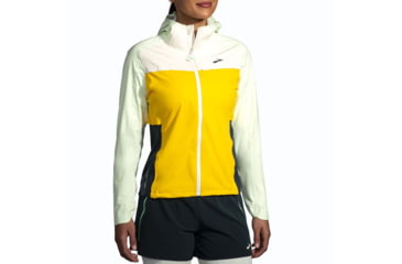 Image of Brooks High Point Waterproof Jacket - Womens, Lemon/Ecru/Glacier Green, Medium, 221608761.030