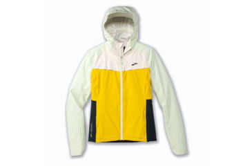 Image of Brooks High Point Waterproof Jacket - Womens, Lemon/Ecru/Glacier Green, Medium, 221608761.030