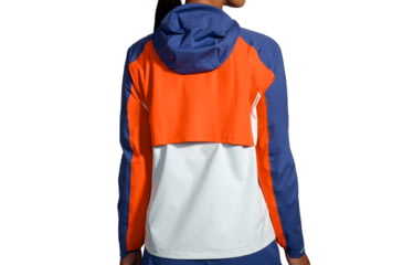 Image of Brooks High Point Waterproof Jacket - Womens, Lt Slate/Bright Orange/Aegean, Medium, 221608477.030