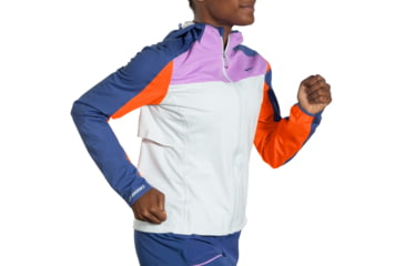 Image of Brooks High Point Waterproof Jacket - Womens, Lt Slate/Bright Orange/Aegean, Medium, 221608477.030