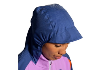 Image of Brooks High Point Waterproof Jacket - Womens, Lt Slate/Bright Orange/Aegean, Medium, 221608477.030