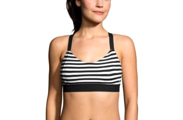 Image of Brooks Hot Shot Bra, White/Black Stripe/Black, Extra Large, 300632-WHT-BLKS-BLK-XL