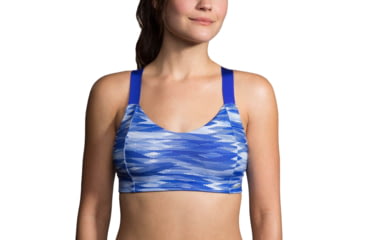Image of Brooks Hot Shot Sports Bra, Market Deco/Navy, Small, 300628474.025