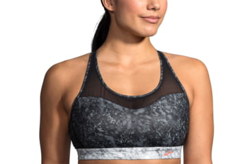 Image of Brooks Moving Comfort FastForward Crossback Bra - Womens, Black Marble/Rose Gold, S, 300633089.025